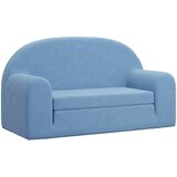 vidaXL Raztegljiv otroški kavč dvosed moder mehak pliš, (20990459) | Shoptok.si