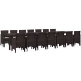 vidaXL 15-delni jedilni set za vrt z blazinami Rjava poli ratan, vrtna miza Rjava 250x100x73 cm poli ratan, vrtna miza Rjava 150x100x73 cm poli ratan, vrtni stoli z blazinami 2 kosa Rjava poli ratan, vrtni stoli z blazinami 4 kosa Rjava poli ratan | Shoptok.si