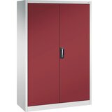 C+P Delavniška omara s krilnimi vrati, VxŠxG 1950 x 1200 x 500 mm, svetlo sive / rubinasto rdeče barve | Shoptok.si