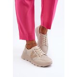 Kesi Women's leather lightweight sports shoes Beige Eleonori | Shoptok.si