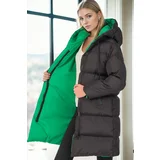 Dewberry Z9687 WOMEN'S COAT-BLACK-GREEN