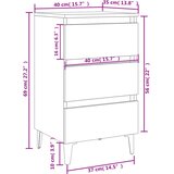  Noćni ormarić s metalnim nogama crni 40 x 35 x 69 cm | shoptok.hr