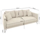 Ropez Kremno bela sedežna garnitura iz šenilje 200 cm Freya – | Shoptok.si