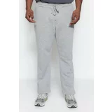 Trendyol Gray Melange Men's Plus Size Comfy Basic Regular/Normal Fit Regular Leg Sweatpants