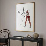  Plakat - Illustration of a Female Golfer with the Eiffel Tower in the Background 40x60 Zlatni okvir | shoptok.hr