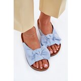 Boto Women's Cork Sole Slippers With Bow Blue Seressa | shoptok.hr