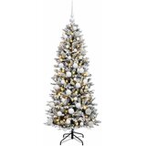  Umjetno božićno drvce s kuglicom 120 cm 150 LED lampica - Zelena i bijela 120 cm s LED žaruljama i bijelim kuglicama | shoptok.hr