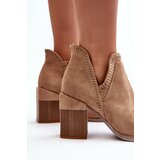 Boto Ankle Boots on Chunky Heel with Cutout Light Beige Jolnima | ePonuda.com