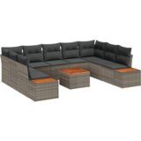 vidaXL 6-delni vrtni set kavča s blazinami v sivi barvi, poly rattan, akacija | Shoptok.si