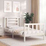 vidaXL Posteljni okvir z vzglavjem bel 3FT trden les | Shoptok.si