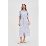 Marisse Cotton Dress With A Belt, White Cene