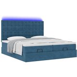  Otomanski posteljni okvir z vzmetnicami moder 160x200 cm žamet, (22054230) | Shoptok.si