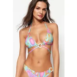 Trendyol Abstract Pattern Triangle Accessorized Bikini Top