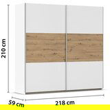 XXXL Omara Z Drsnimi Vrati Foster, Bela, Hrast, 218 Cm | Shoptok.si