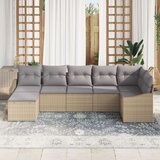  7-delni vrtni jedilni set z blazinami Bež poli ratan, (22093578) | Shoptok.si