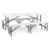 Modern Home catering stol 180 cm + 2 klupe - bijeli | shoptok.hr