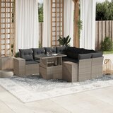 Maison Chic Seti vrtnega pohištva - Vrtna garnitura - Vrtni pohištvo set 9-delna z blazinami sv. siv poli ratan, (21796101) | Shoptok.si
