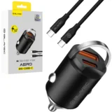 Auto punjač Aero - USB + Type - C - QC 3.0 18W PD 30W s Type - C na Type - C kabelom