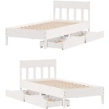 vidaXL Okvir kreveta bez madraca bijeli 90 x 200 cm masivna borovina | shoptok.hr