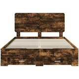 Krevetna konstrukcija s ladicama Dimljeni hrast 150 x 200 cm Smeđa 203 x 153 x 100 cm | shoptok.hr