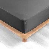Antracitno siva plahta s gumom od pamučnog perkala 180x200 cm Percaline –