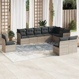 vidaXL 10-dijelni set vrtnih sofa poliratan s jastucima svijetlosivi | shoptok.hr