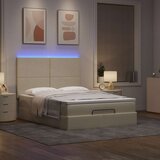 vidaXL Otomanski okvir kreveta s madraca krem 140x200cm od tkanine Cijene