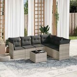 Maison Chic Seti vrtnega pohištva - Vrtna garnitura - Vrtni pohištvo set 7-delna z blazinami siv poli ratan, (21801176) | Shoptok.si