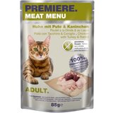 Premiere Cat Meat Menu Adult Piščanec, puran&kunec 85 g vrečka Cene