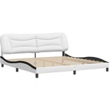  Posteljni okvir z vzglavjem bel in črn 200x200 cm umetno usnje, (21081938) | Shoptok.si