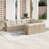 vidaXL 10-dijelni set vrtnih sofa s jastucima bež od poliratana Cijene
