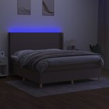  box spring s madracem LED smeđesivi 180x200 cm tkanina | shoptok.hr