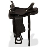 vidaXL Western Sedlo, Uzda i Obujmica Prava Koža 16 " Crno | shoptok.hr
