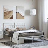  Metalni okvir za krevet s uzglavljem bijeli 150x200 cm | shoptok.hr