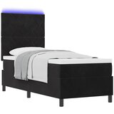  LED Box Spring Krevet s uzglavljem Crna 80 x 200 cm Baršun | shoptok.hr