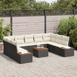  Set od 10 Dijelova Vrtnih Kauča s Jastucima Crni Poli Ratan Akacija | shoptok.hr