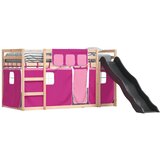 Krevet na kat s toboganom i zavjesama ružičasti 80 x 200 cm | shoptok.hr