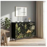 vidaXL Kreveta RHENEN Crni hrast 102 x 33 x 76 cm Konstruirano drvo - Tropski uzorak džungle | shoptok.hr