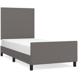 Maison Chic Posteljni okvir - Enojna postelja - Postelja za odrasle z vzglavjem siv 90x200 cm umetno usnje-J9680, (21775144) | Shoptok.si