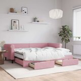  Dnevni krevet na razvlačenje ružičasti 90 x 200 cm baršunasti | shoptok.hr