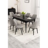 Hanah home Nix produživi trpezarijski sto i 4 stolice, crni mermer/siva Cene