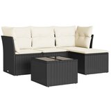 vidaXL Vrtna sedežna garnitura 5-delna z blazinami črn poli ratan, (21045888) | Shoptok.si
