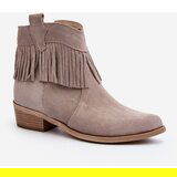 Zazoo 3430 Women's Suede Boots with Fringes Cappucino | shoptok.hr