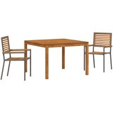 vidaXL 3-dijelni vrtni set siva poli ratan acacia, složive stolice s jastučićima 2 kom. siva poli ratan | shoptok.hr