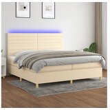vidaXL Box spring postelja z vzmetnico LED krem 200x200 cm b | Shoptok.si