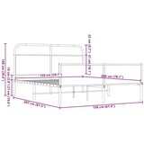 Metalni Kovinski posteljni okvir brez vzmetnice rjavi hrast 150x200 cm, (21610430) | Shoptok.si