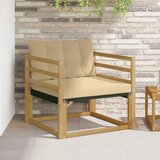  Set vanjskih sofa Čvrsto drvo akacije i Textilene Bijela - Bijela i bež vodoravne letvice | shoptok.hr