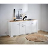 XORA komoda, bela, barve hrasta | Shoptok.si
