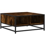 Maison Chic Klubska mizica - kavna mizica - Nizka mizica dimljen hrast 60,5x60,5x30 cm inž. les in kovina, (21755030) | Shoptok.si