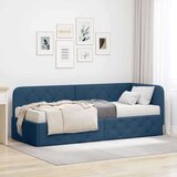 vidaXL Kotna postelja z vzmetnico z vzglavjem Modra 80 x 200 cm blago | Shoptok.si